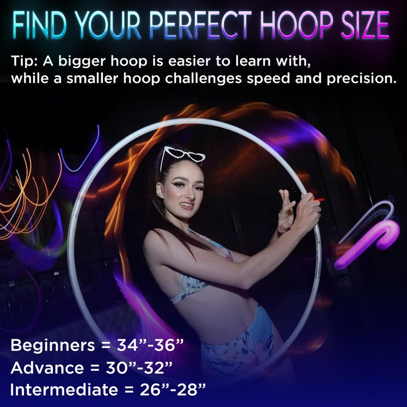 UltraPoi UltraHoop Shuffle LED Hoop â€“ 30â€ OD x 5/8" HDPE â€“ Smart Auto Color Changing LEDs w/ 100+ Light Patterns â€“ Rechargeable, Collapsible, Beginner to Advanced Glow Flow Toys Hoola Hoops for Raves - Image 4